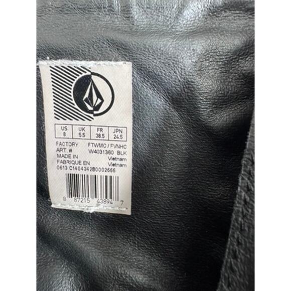 "VOLCOM" Lace Mid Calf Combat Boot Witchy Goth Grunge Vintage Y2K Leather Zipper - Picture 8 of 11